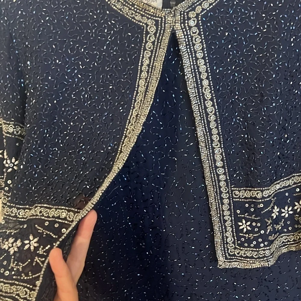 Laurence Kazar evening dress formal size XXL Sequins full length lined - Picture 8 of 14